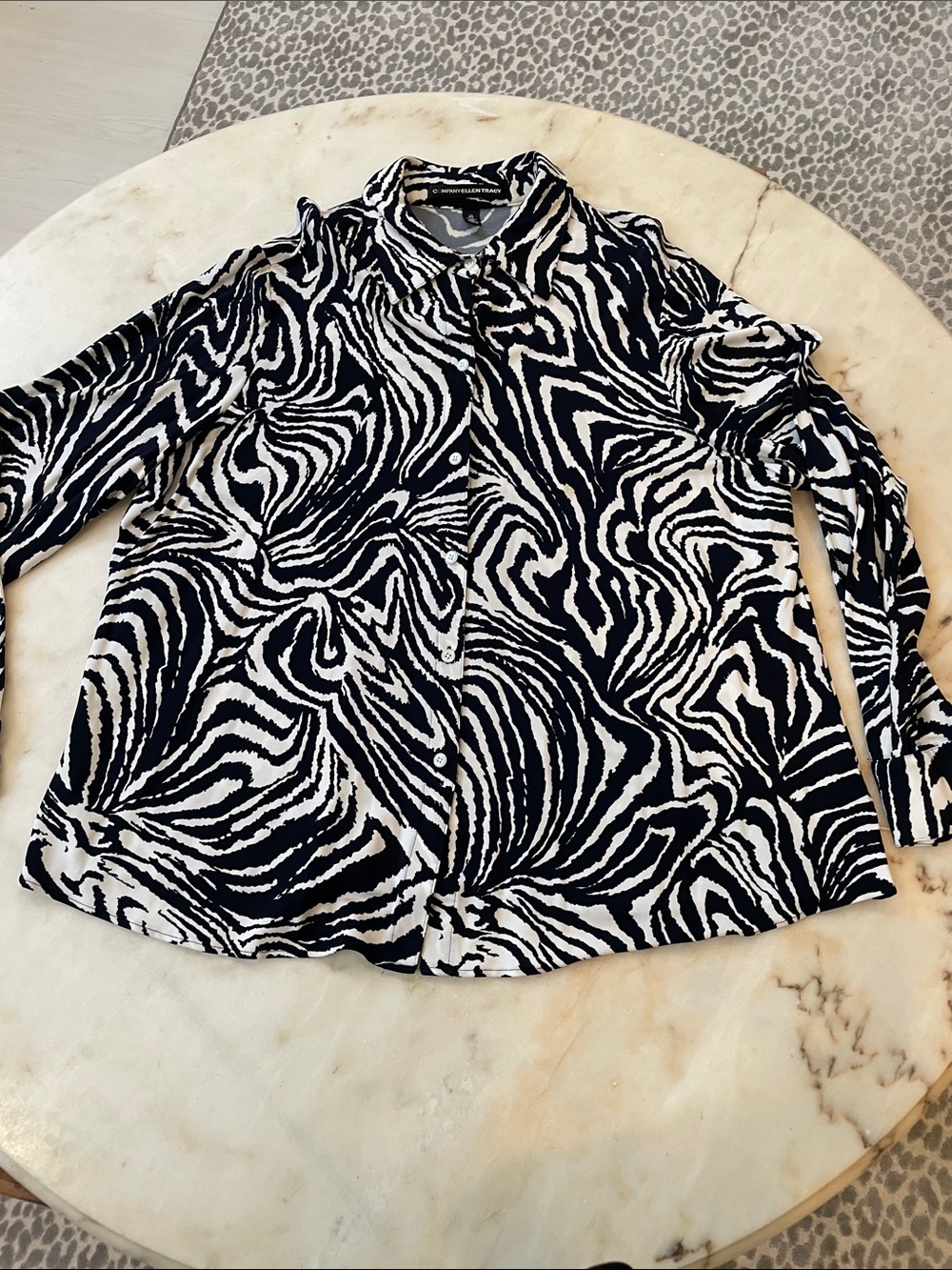 Zebra Print black and white  Jersey Button-Up Women’s top